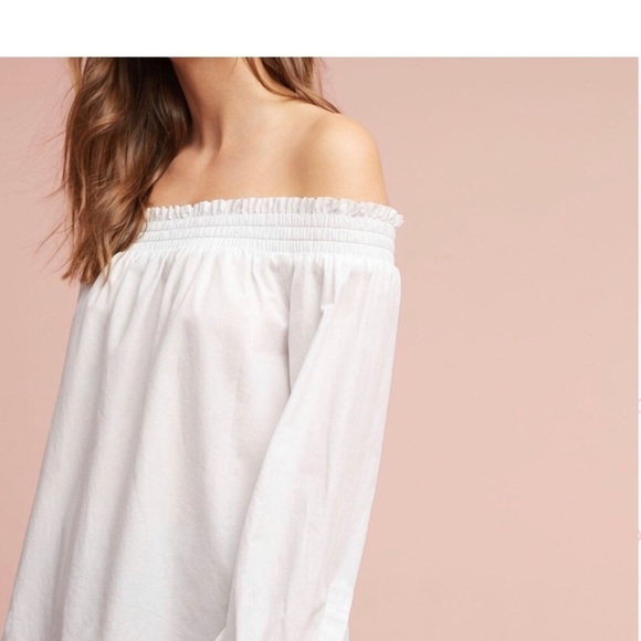 Anthropologie White Off-Shoulder Tunic Relaxed Fit - Picture 2 of 10